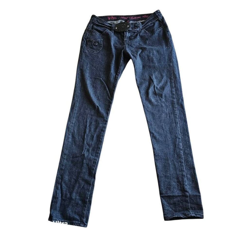 Vintage apple bottom y2k Sz 7/8 wash black skinny jeans with belt